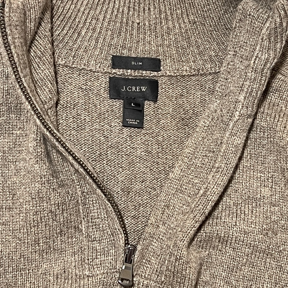 J.Crew 1/4 Zip Wool-Blend Sweater - Warm Gray - Picture 4 of 5